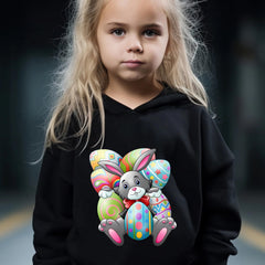 Girls 2pcs Rabbit and Eggs Hooded Sweatshirt Set
