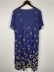 Women's Plus Sunflower & Dot Print Short Sleeve Tee Dress