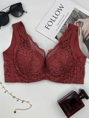 Contrast Lace Push Up Bra Wide Straps