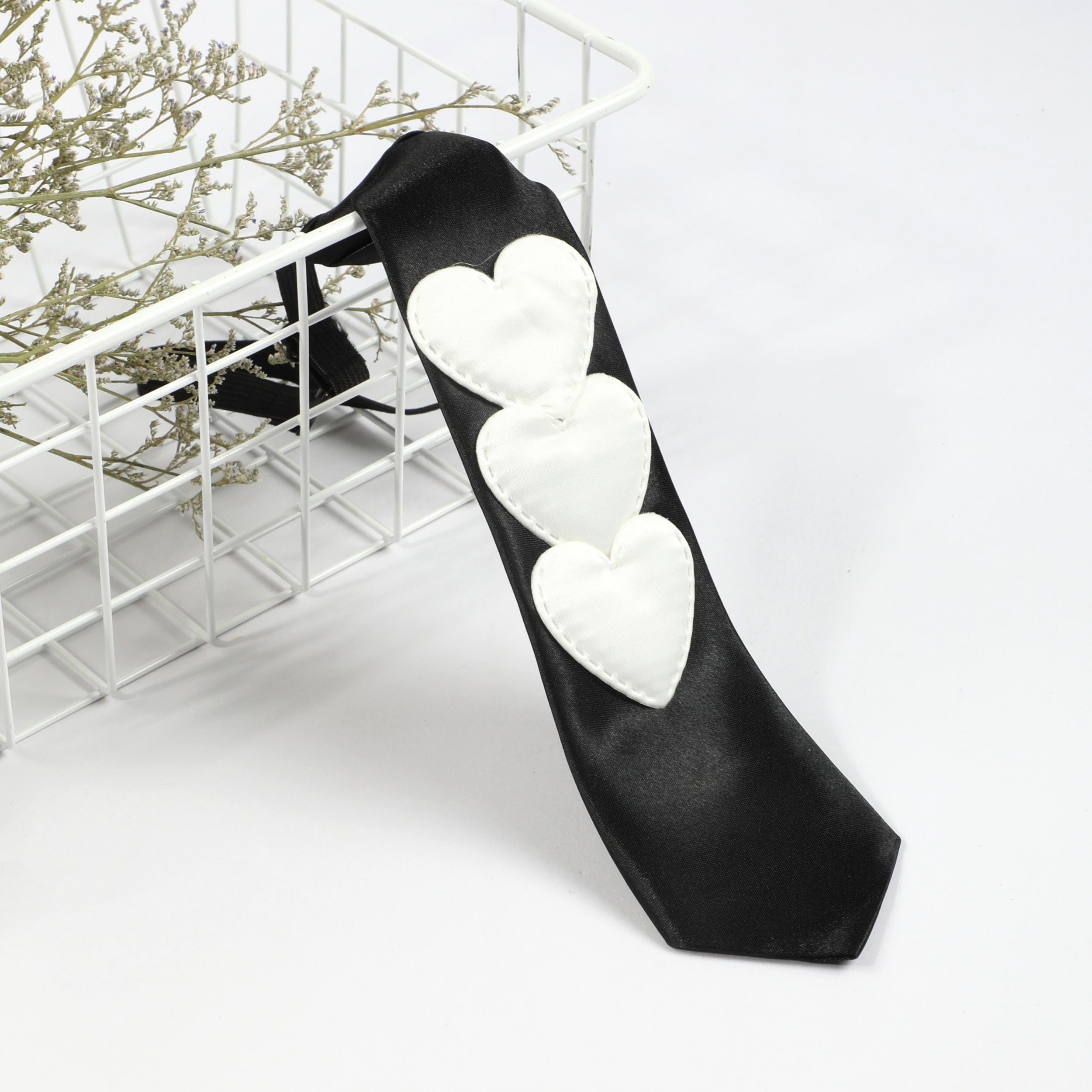 Heart Patch Necktie Casual Tie For Women