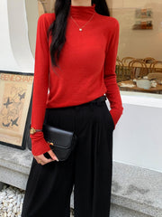 Versatile Knit Sweater Casual High Neck Long Sleeve Sweater Women's Clothing