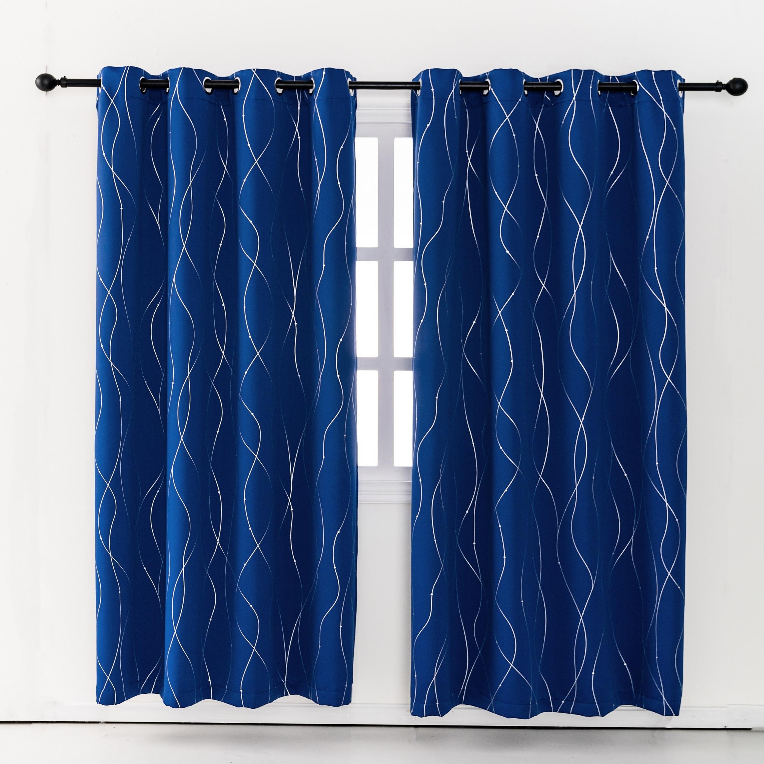 Eyelet Thermal Blackout Curtain Wave Line Dots Bedroom Living Room Decor