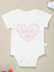Baby Girls Daddy s Girl Heart Print Short Sleeve Cotton Onesie