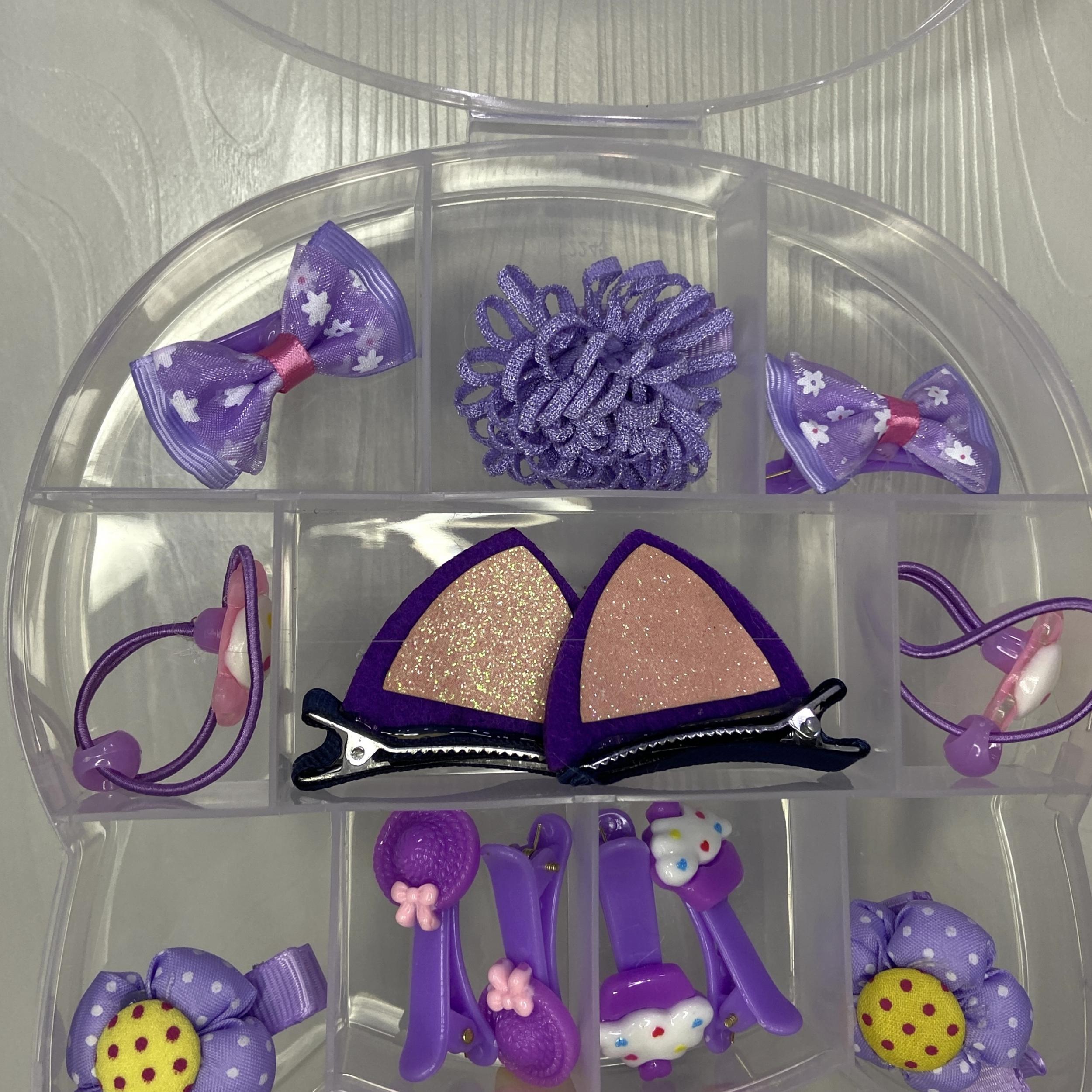 Girls Hair Accessories Set: Clips & Ties, Bow Flowers Cat Ear Hairpin