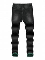 Boys Ripped Jeans Slim Fit Washed Denim Pants