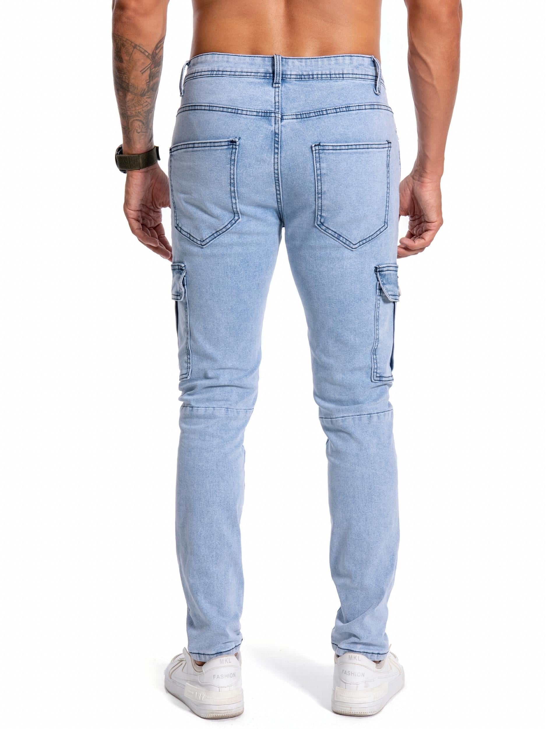 Slim Fit Biker Jeans Men's Street Style Stretch Denim Pants