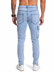 Slim Fit Biker Jeans Men's Street Style Stretch Denim Pants