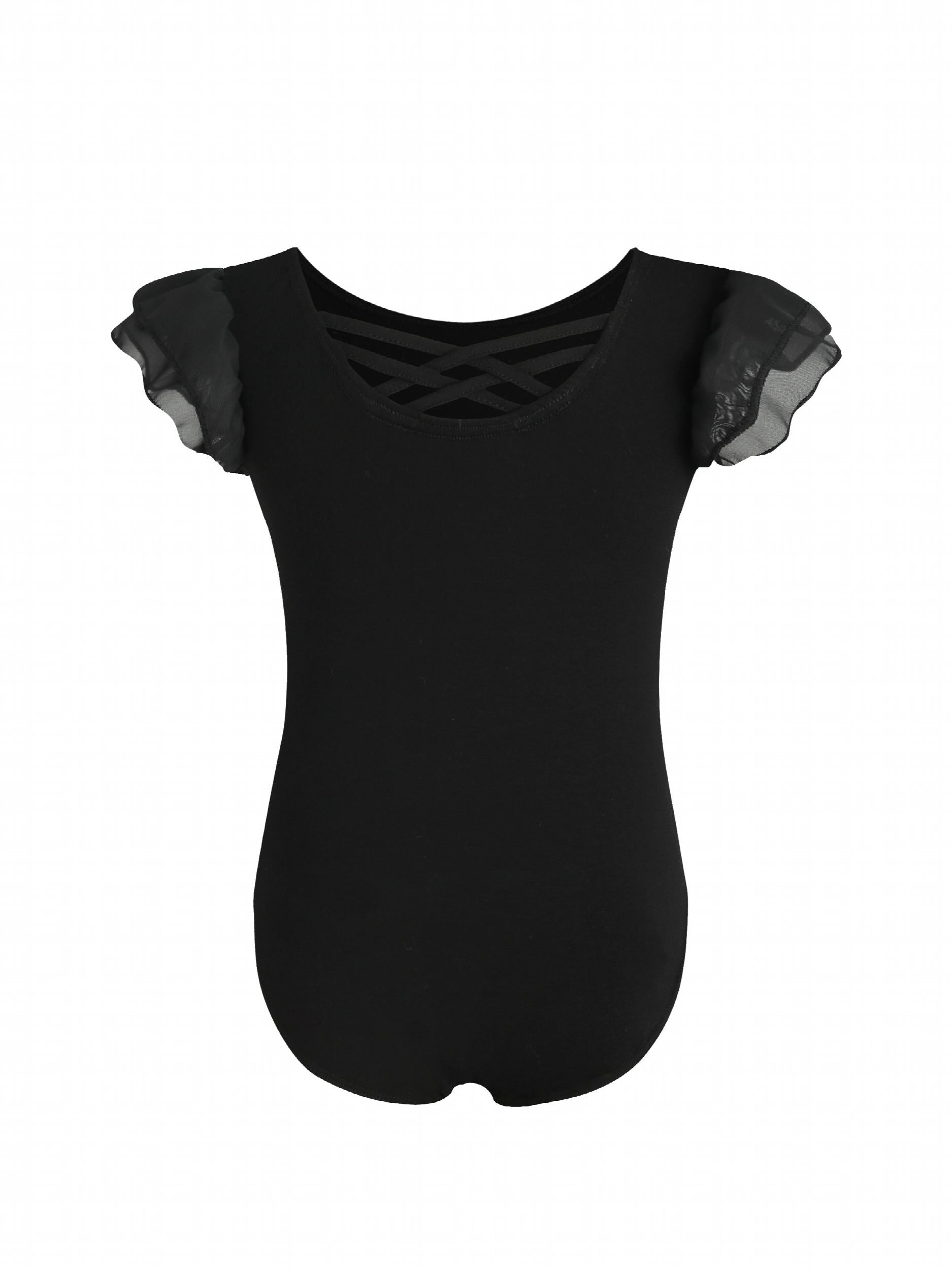 Girls Chiffon Ruffle Sleeve Leotard for Ballet Dancing