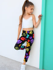 Girls Athletic Legging Pants Claws Print High Stretchy Skinny Pants