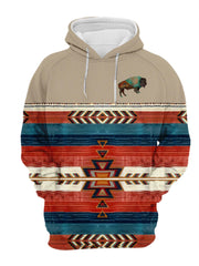 Men's Geometric Pattern Hoodie Loose Fit Long Sleeve Sweatshirt