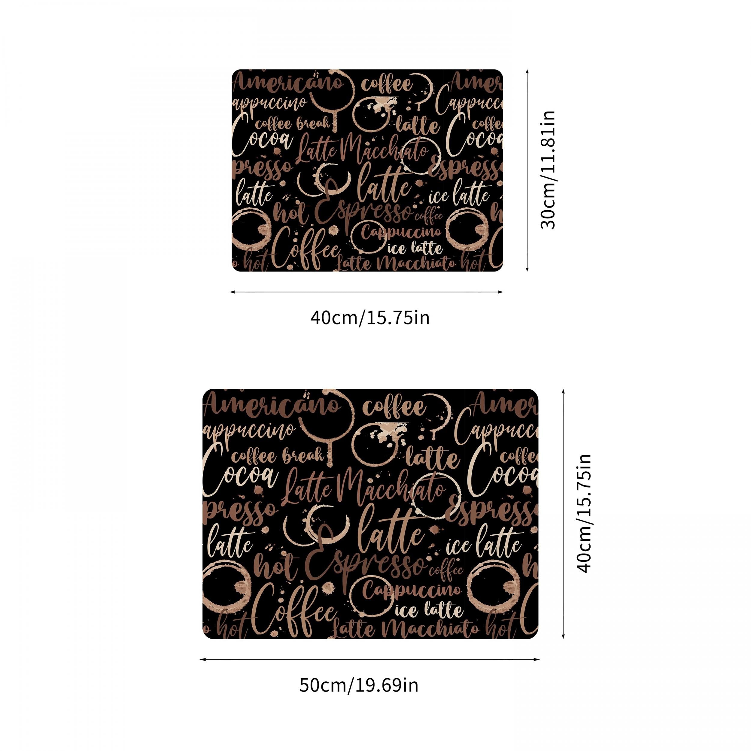 Absorbent Coffee Printed Drain Mat for Kitchen and Bathroom