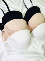 3pcs Lace Push Up Bras Comfy & Breathable Women's Lingerie