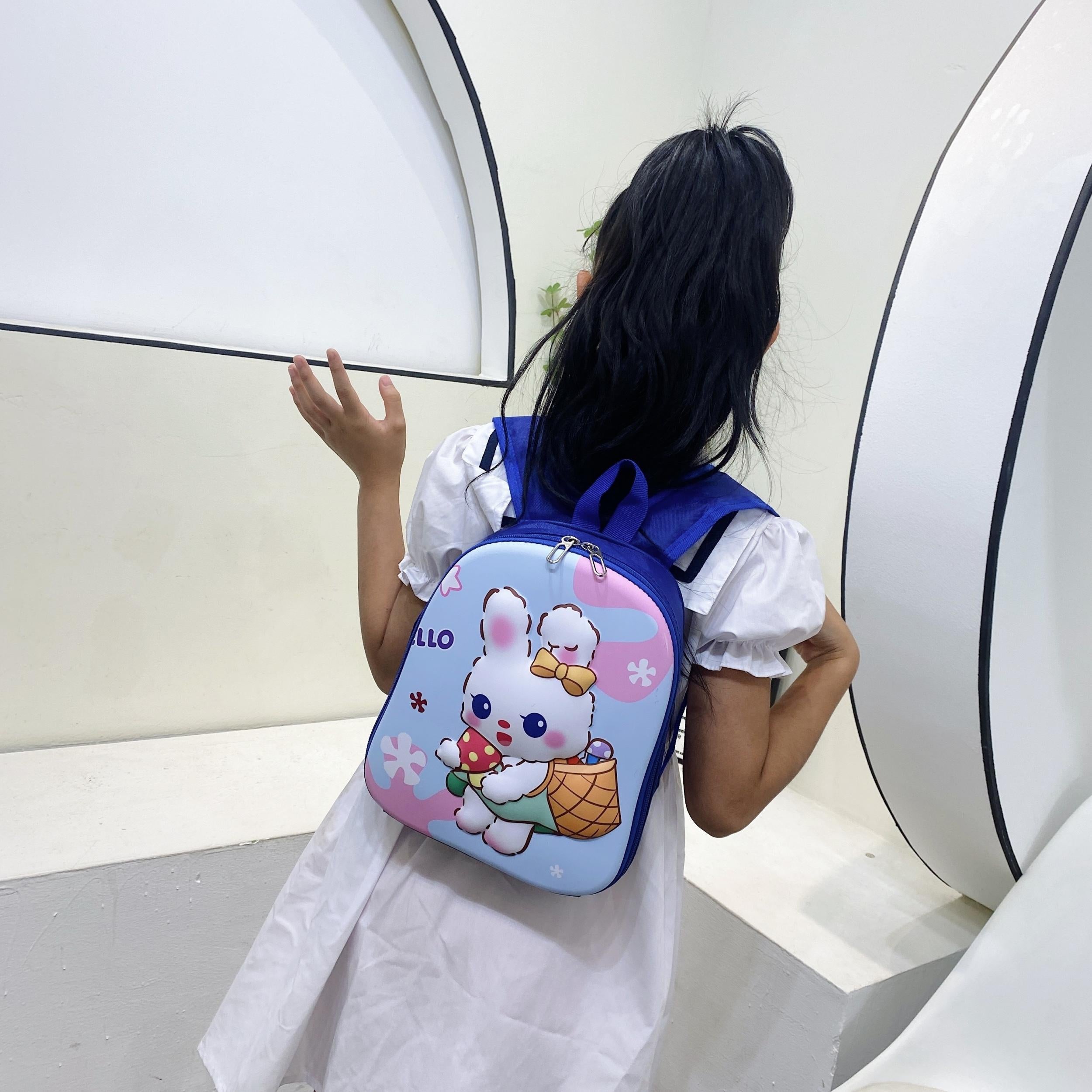 Kids 3D Cartoon Rabbit Backpack Boys Girls Kindergarten Schoolbag