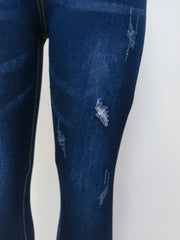 Plus Size Sexy Jeans Women's Plus Solid Ripped Button Fly High Rise Slim Fit