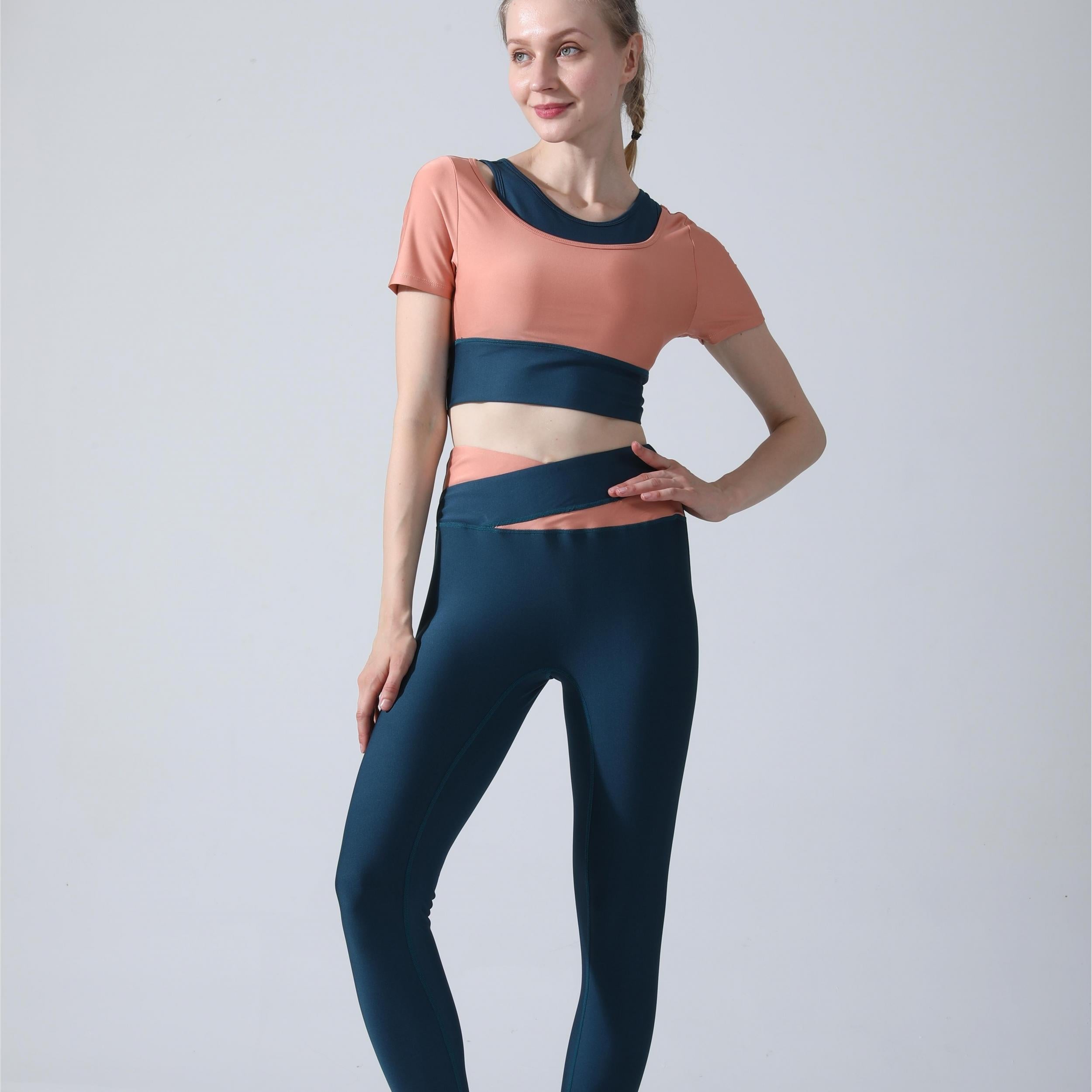 High Waist Women's Short Sleeved Sports Suit