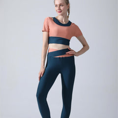 High Waist Women's Short Sleeved Sports Suit