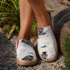 Women's Boat Printed Canvas Slip On Flat Light Shoes