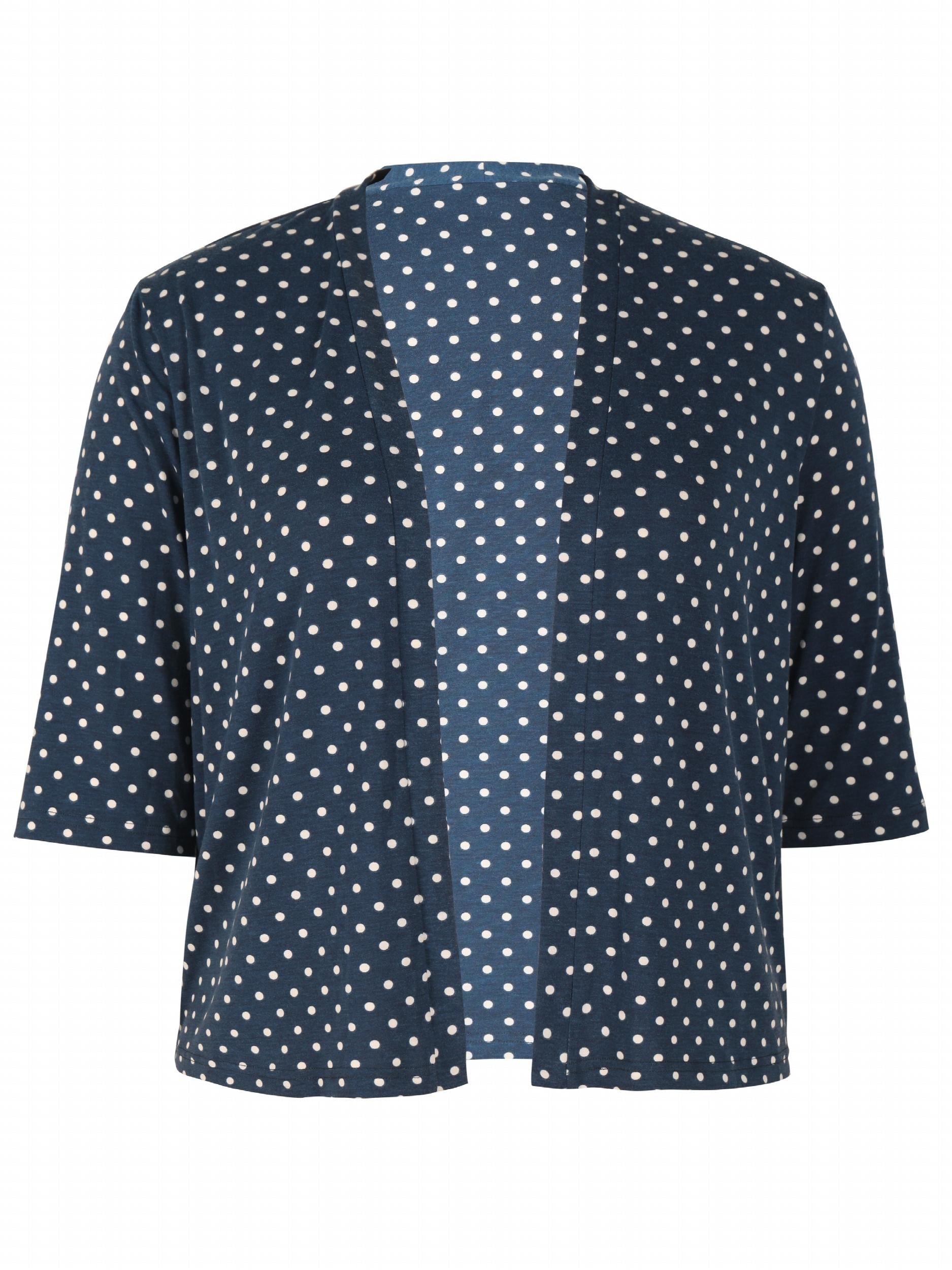Polka Dot Print Cardigan Half Sleeve Open Front