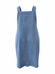Casual Denim Overall Dress Women's Plus Solid Ripped Zipper Buckle