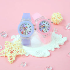 2pcs Unicorn Dual Quartz Watch Set for Girls LED Glow Soft Silicone Twin Sister