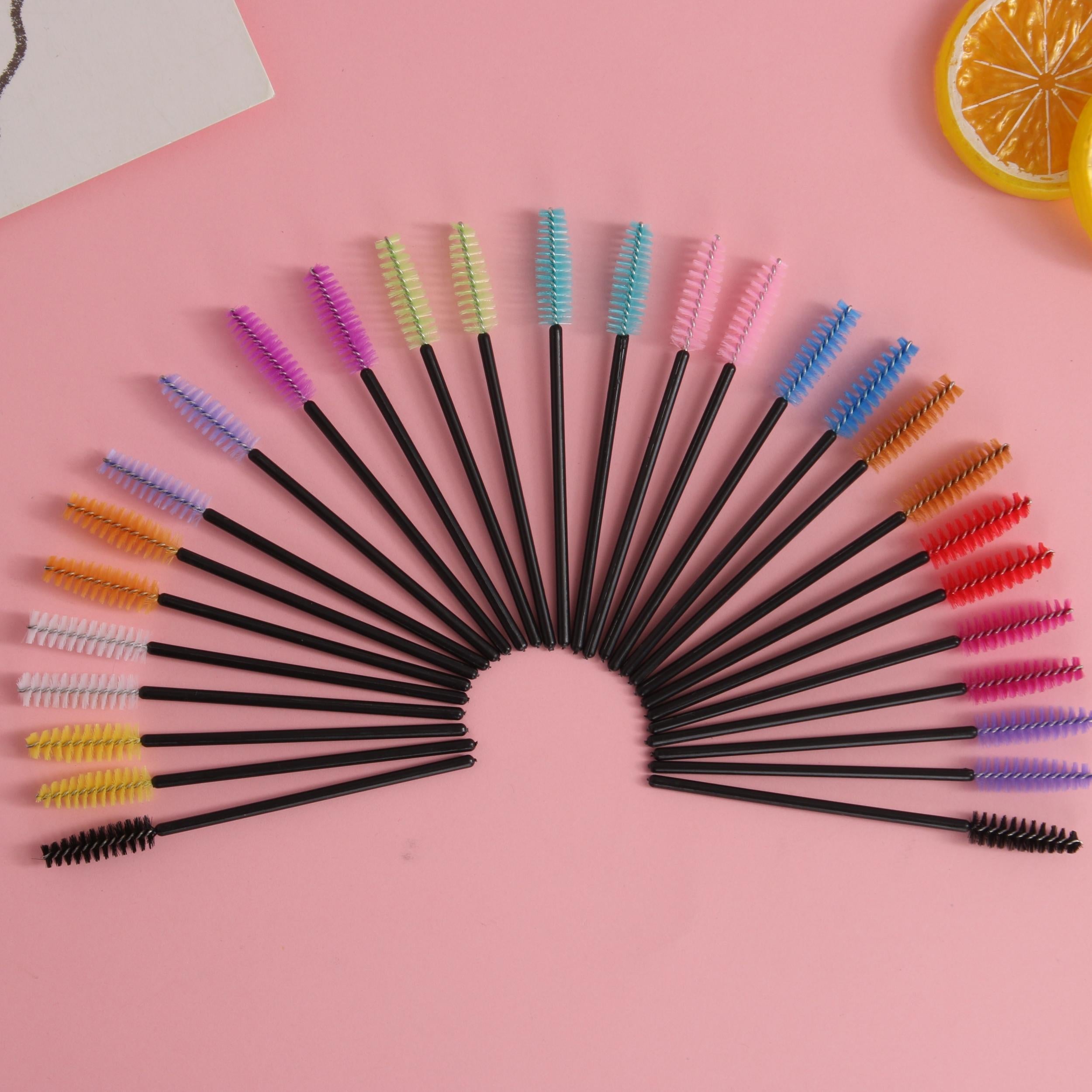 100Pcs Mascara Wands Eyebrow Spoolies Brush With Container