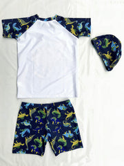 Boys Cartoon Dinosaurs Print Swimming Suit Set