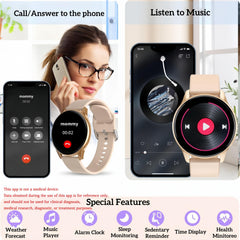 Smart Watch for Women Touch Screen Waterproof Fitness Tracker DIY Watch Face
