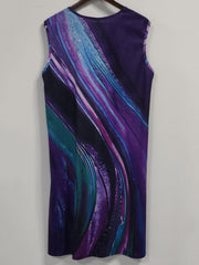 Women's Plus Random Print Tank Dress With Pockets