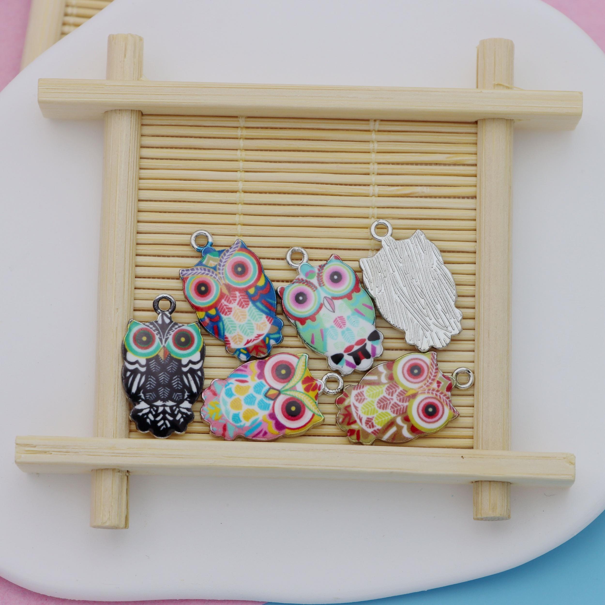 6 Pcs Owl Charm Jewelry Making Bracelet DIY Craft