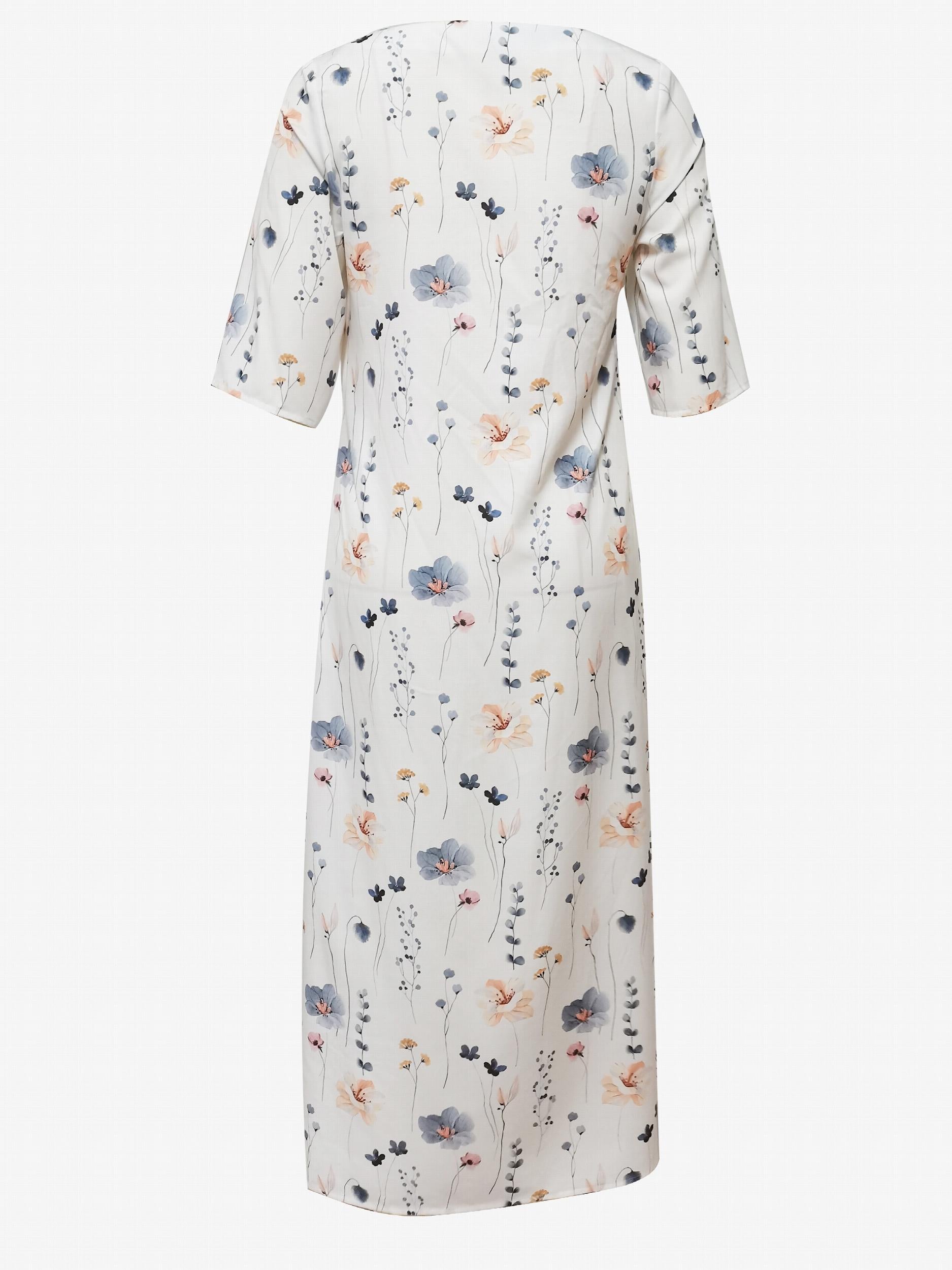 Floral Print Button Front Dress Casual Squared Neck Short Sleeve Dress