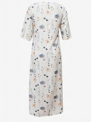 Floral Print Button Front Dress Casual Squared Neck Short Sleeve Dress