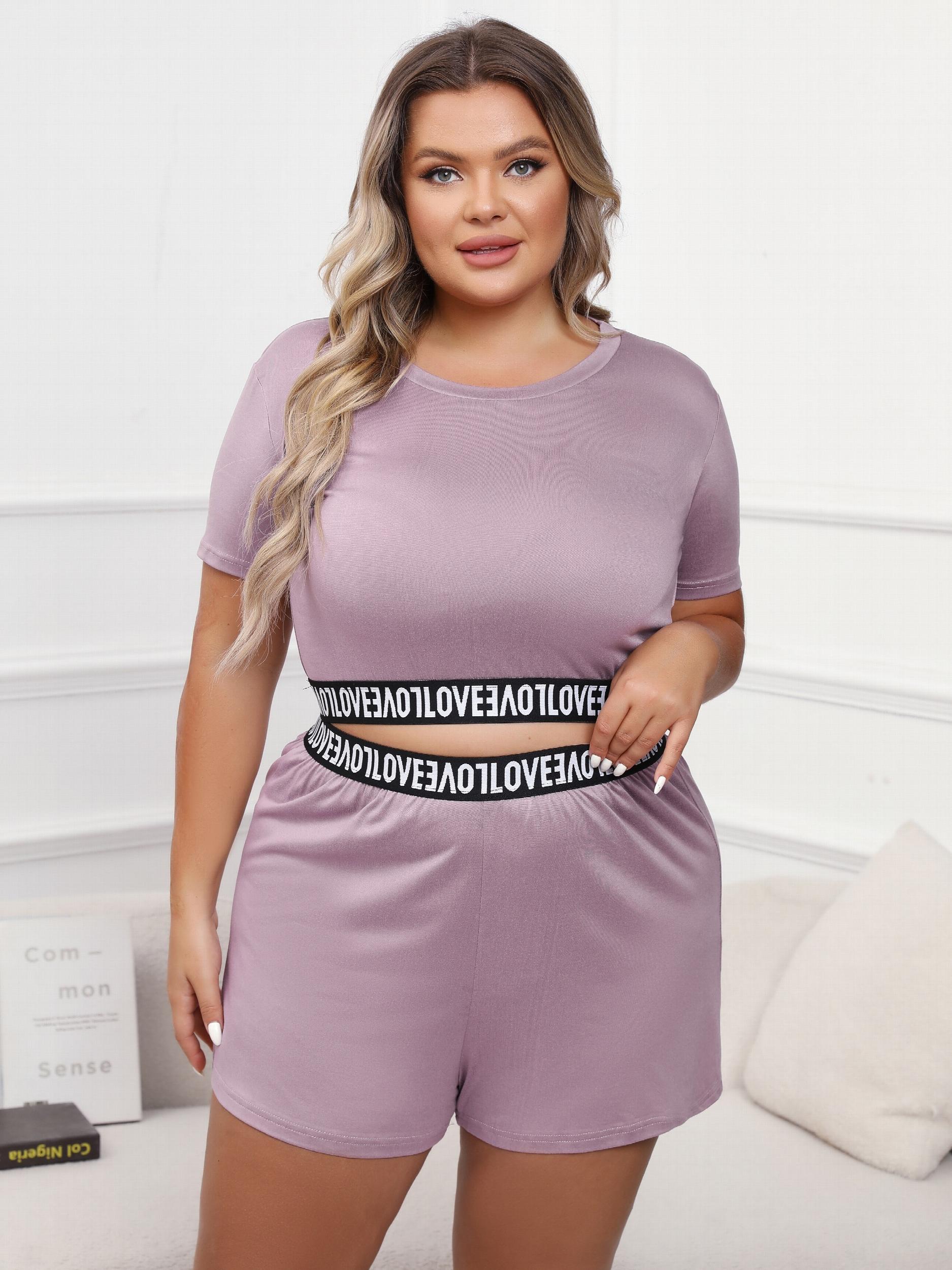 Casual Loungewear Set Solid Letter Tape Crop Top & Shorts