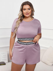 Casual Loungewear Set Solid Letter Tape Crop Top & Shorts