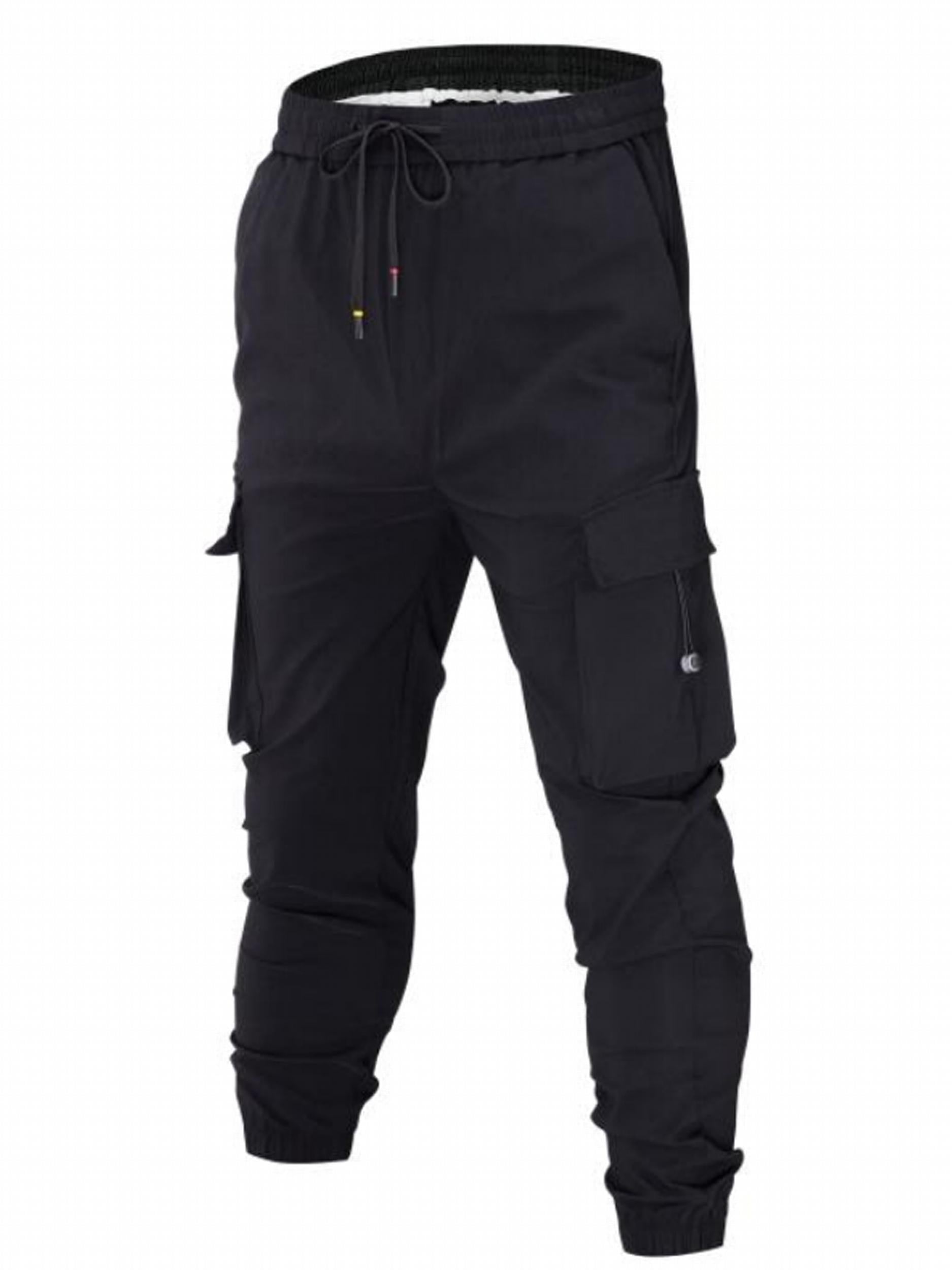 Men's Cargo Pants Drawstring Flap Pocket Loose Jogger Work Pants