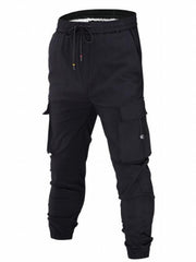 Men's Cargo Pants Drawstring Flap Pocket Loose Jogger Work Pants