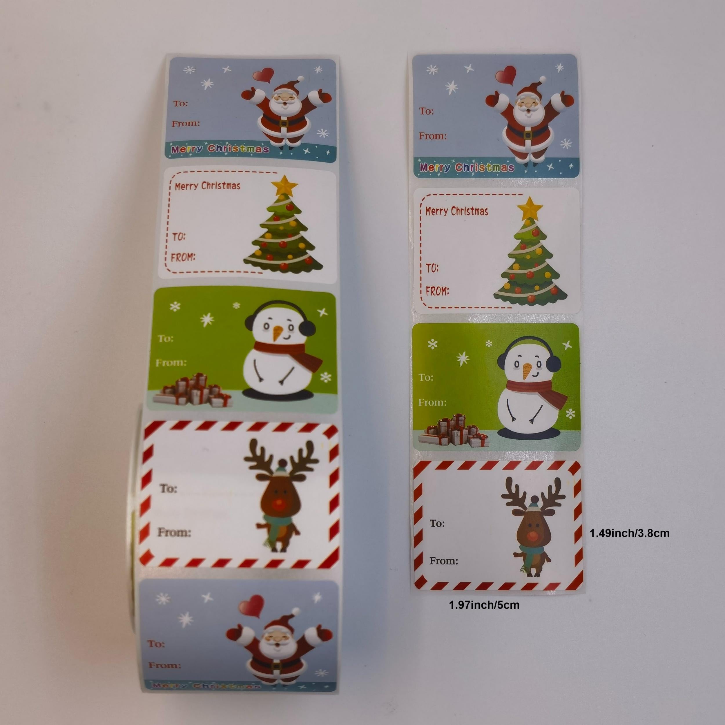 500pcs Christmas Label Santa Claus Self adhesive Paper Label Xmas Birthday Gift