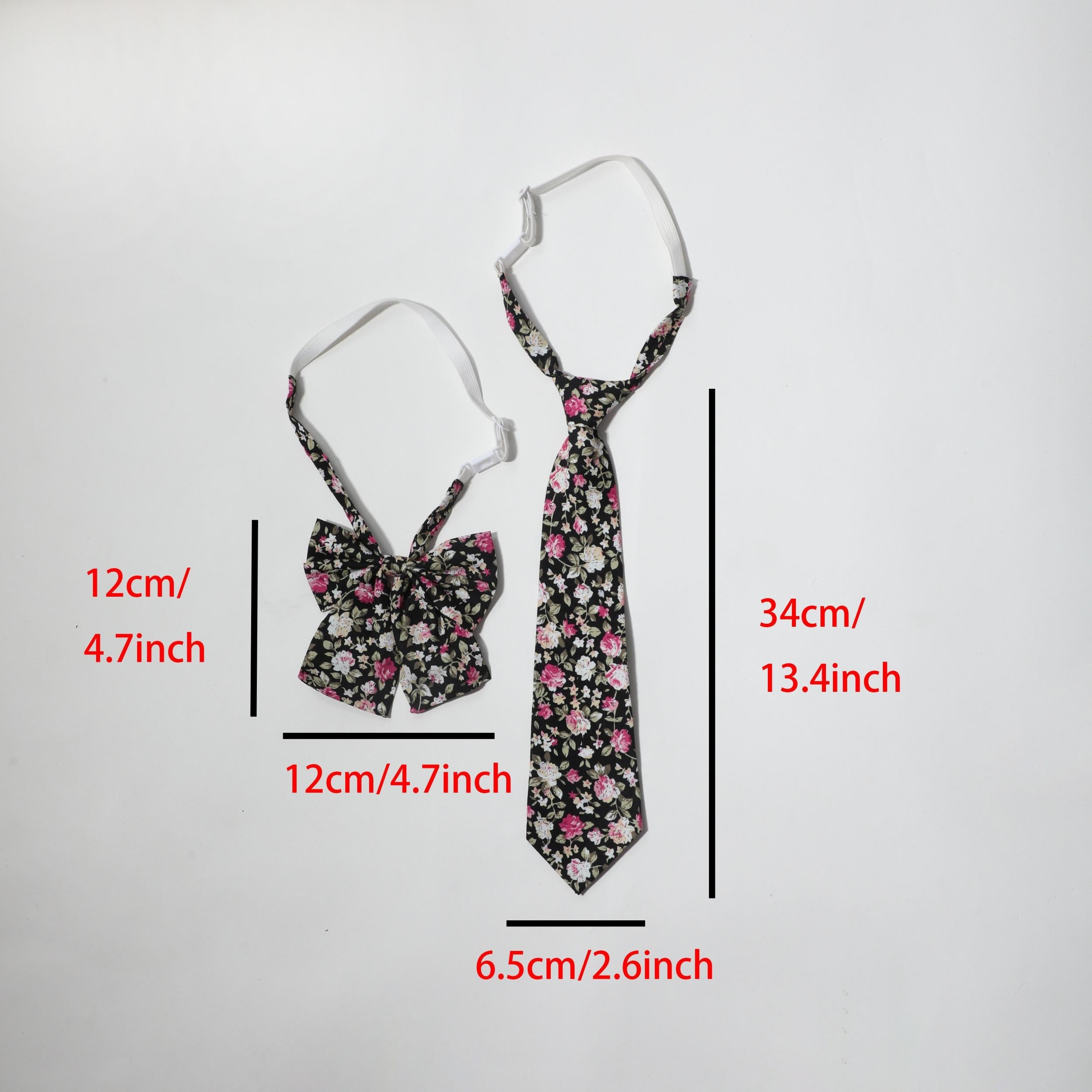 2pcs Flower Print Bow Tie Set Classic Neck Tie College Style