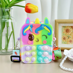 Girls Unicorn Crossbody Bag With Pop Toy For Kids
