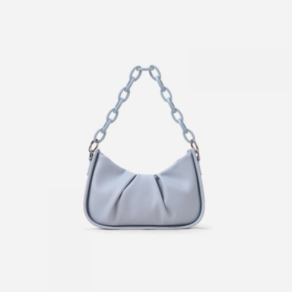 Spring Top-Handle Handbag Pleated Retro PU Leather Shoulder Bag