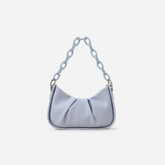 Spring Top-Handle Handbag Pleated Retro PU Leather Shoulder Bag