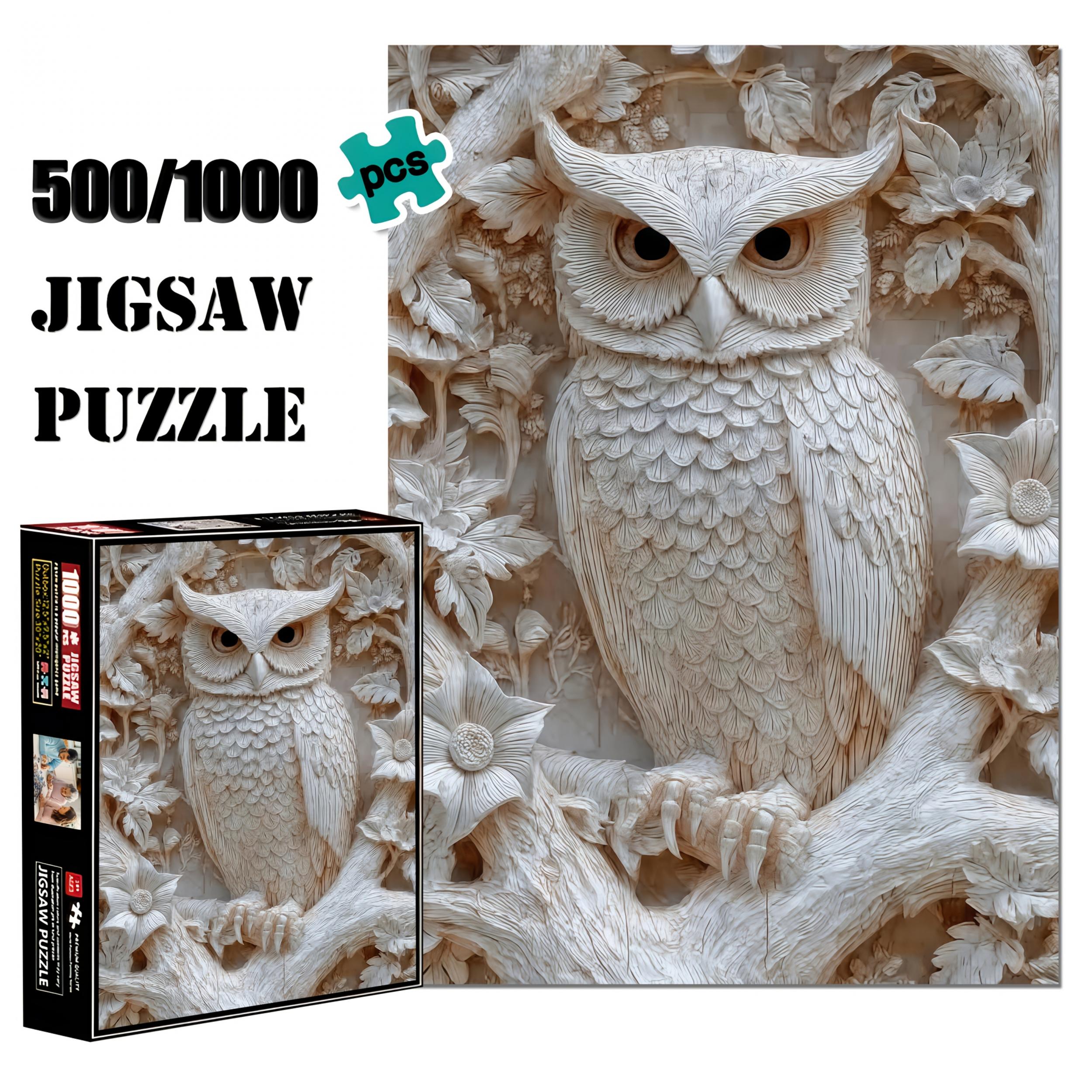 3D Embossed Owl Paper Puzzle Toy Forest Scene with Flowers & Birds