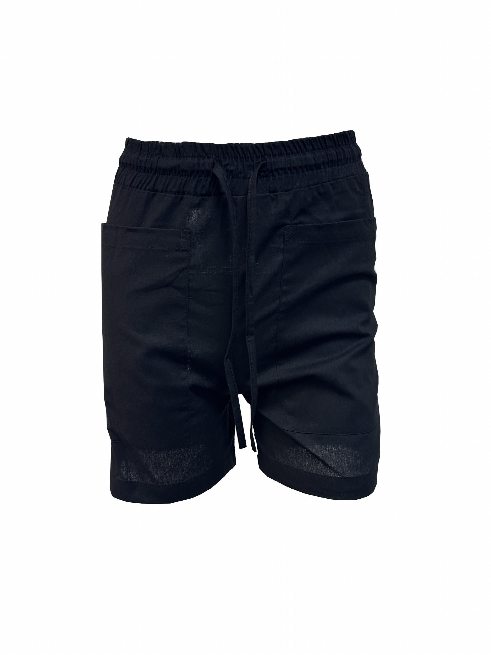 Solid Patched Pockets Shorts Casual Drawstring Shorts