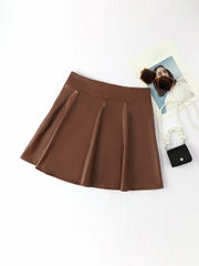 Solid High Waist Mini Skirt Sexy Skater Skirt Women's Clothing