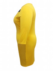 Colorblock Long Sleeve Bodycon Dress