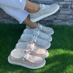 Striped Pattern Flat Shoes Women's Lightweight Comfortable Walking Shoes