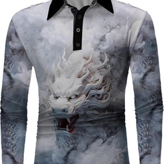 Men's Compression Dragon Pattern Long Sleeve T shirt