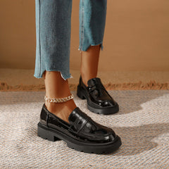 Women's Chunky Loafers Patent Leather Shoes