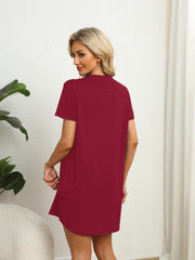 Heart Print Lounge Dress Soft & Comfy Short Sleeve Home Dress