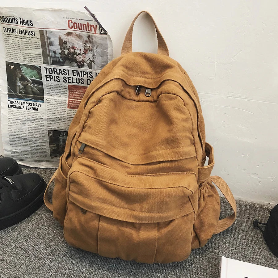 Retro Casual Travel Backpack for Women High Capacity Bagpack Zipper SchoolBag