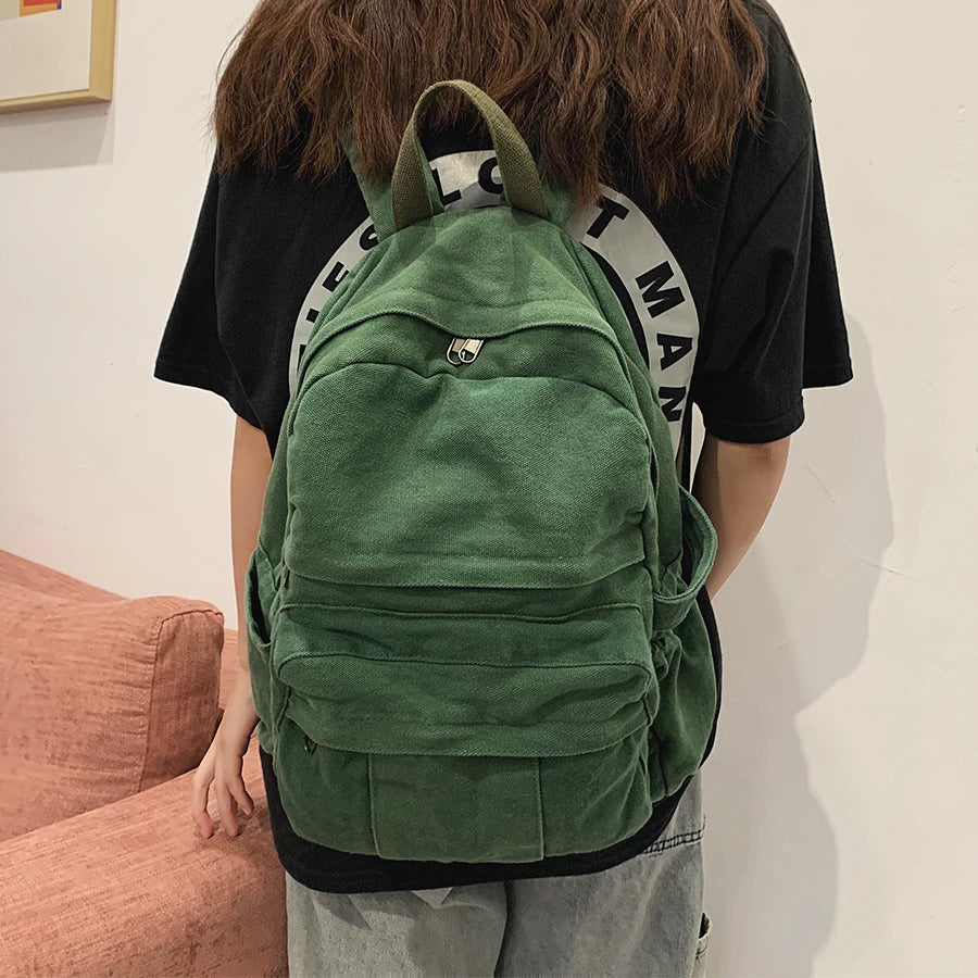 Retro Casual Travel Backpack for Women High Capacity Bagpack Zipper SchoolBag